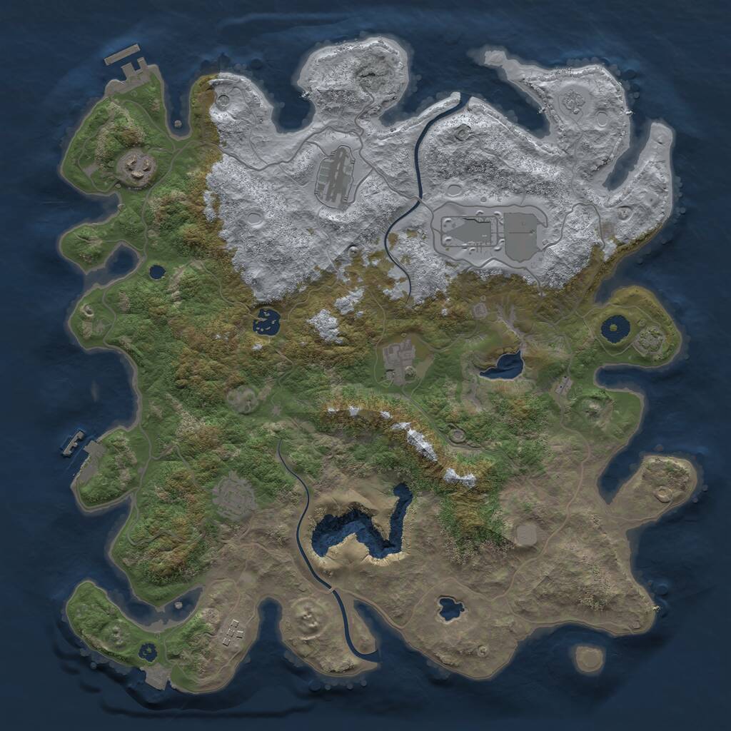 Rust Map: Procedural Map, Size: 4000, Seed: 69761, 13 Monuments