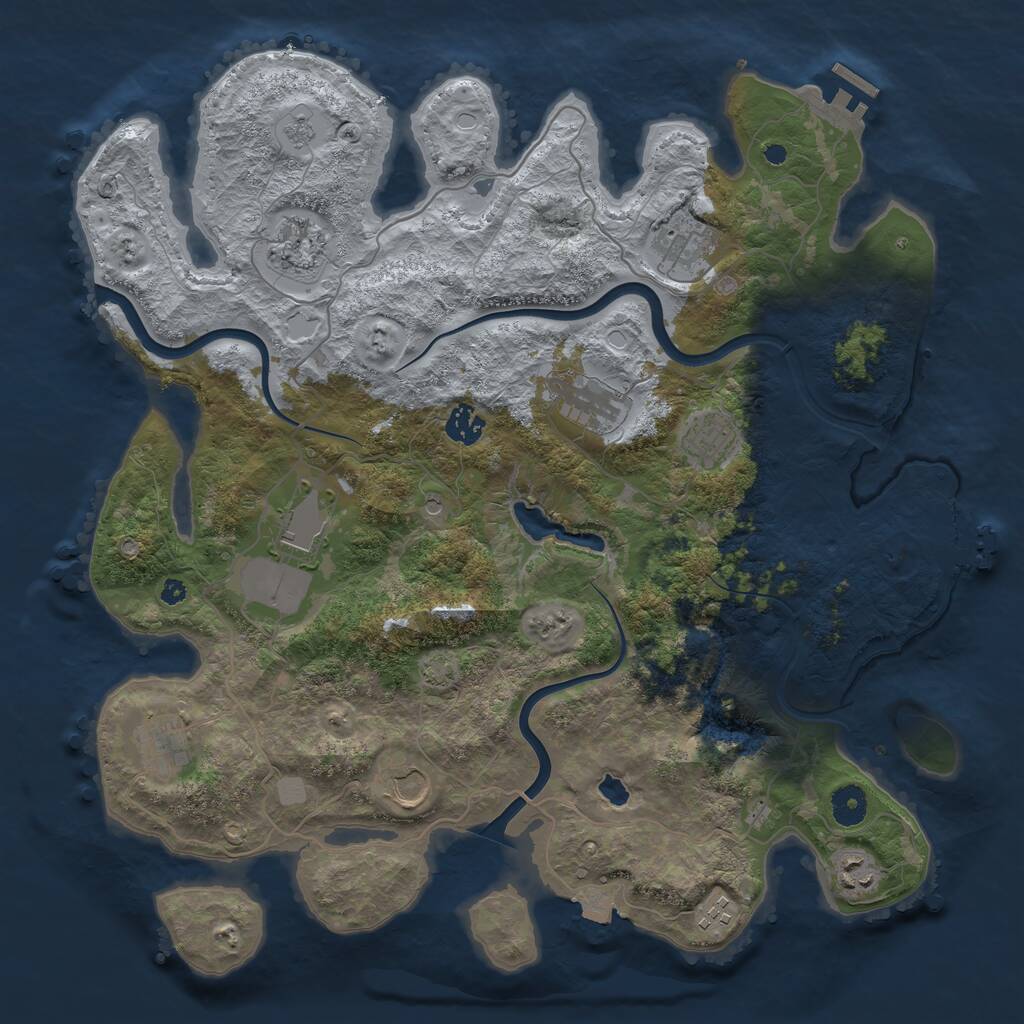 Rust Map: Procedural Map, Size: 4000, Seed: 267439, 16 Monuments