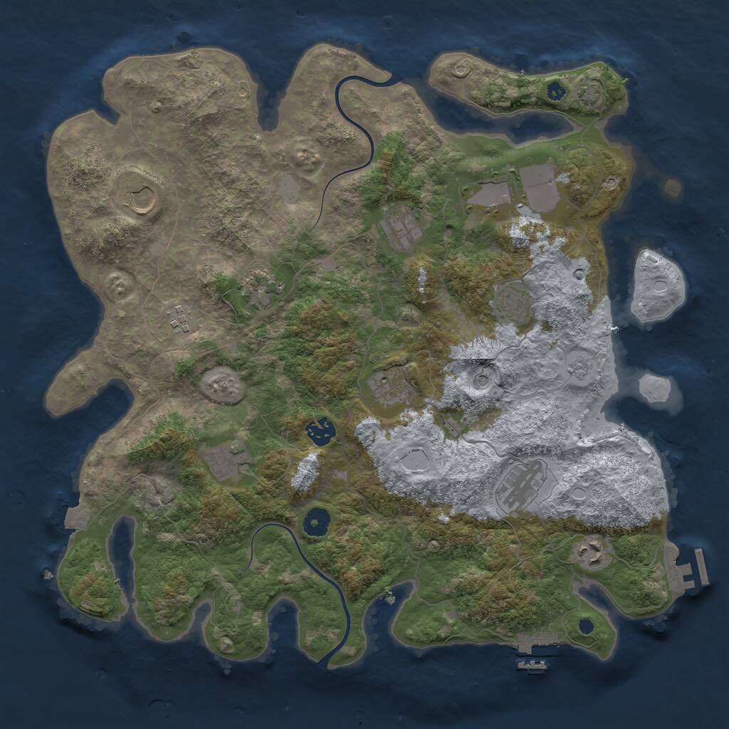 Rust Map: Procedural Map, Size: 3950, Seed: 2079864166, 17 Monuments