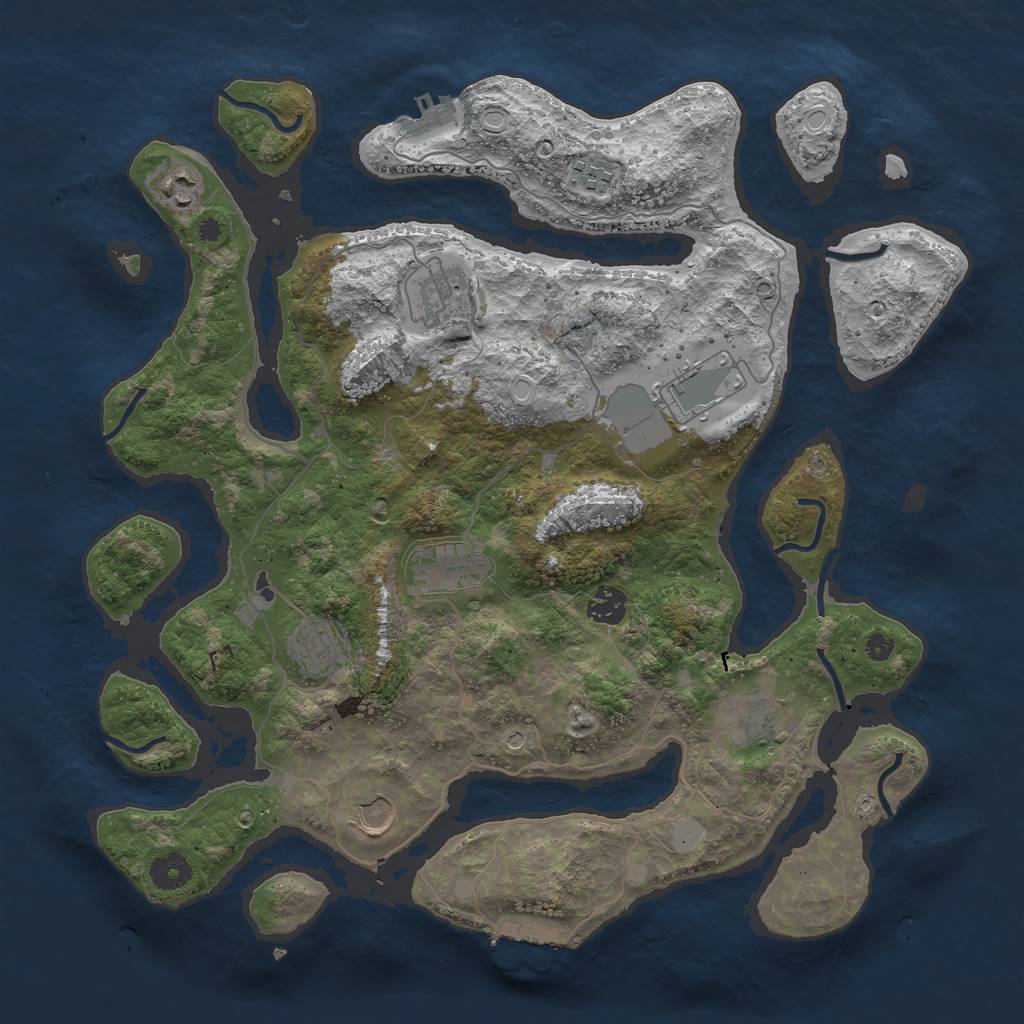Rust Map: Procedural Map, Size: 3932, Seed: 13825, 17 Monuments