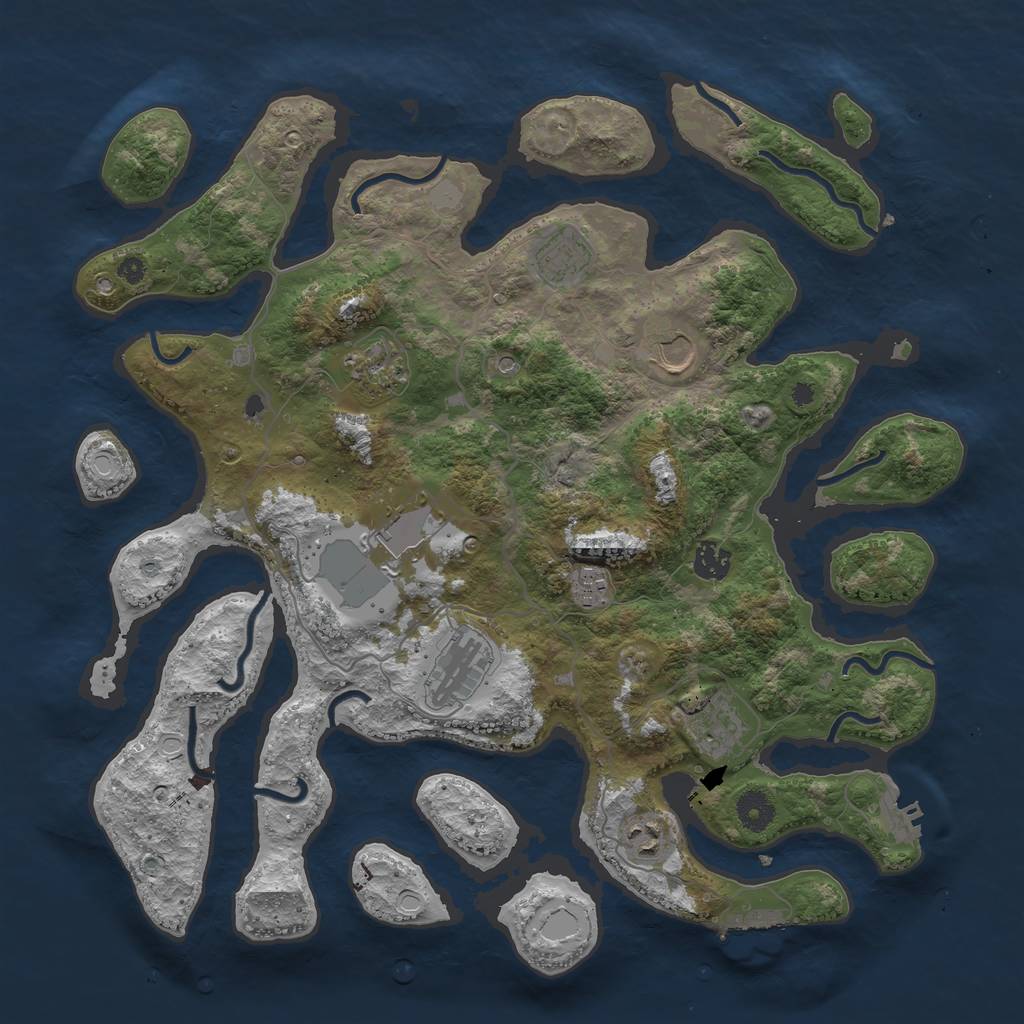 Rust Map: Procedural Map, Size: 4000, Seed: 287994, 17 Monuments