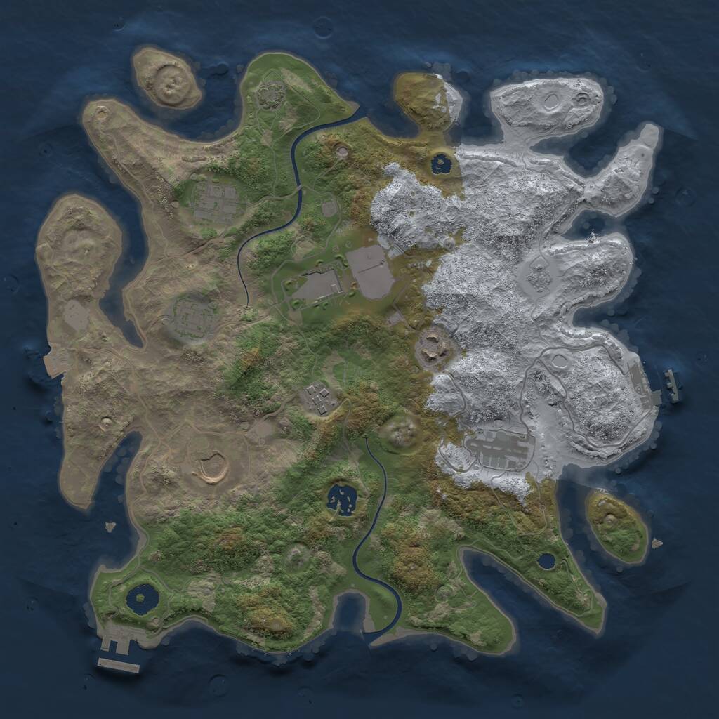 Rust Map: Procedural Map, Size: 3500, Seed: 187, 13 Monuments