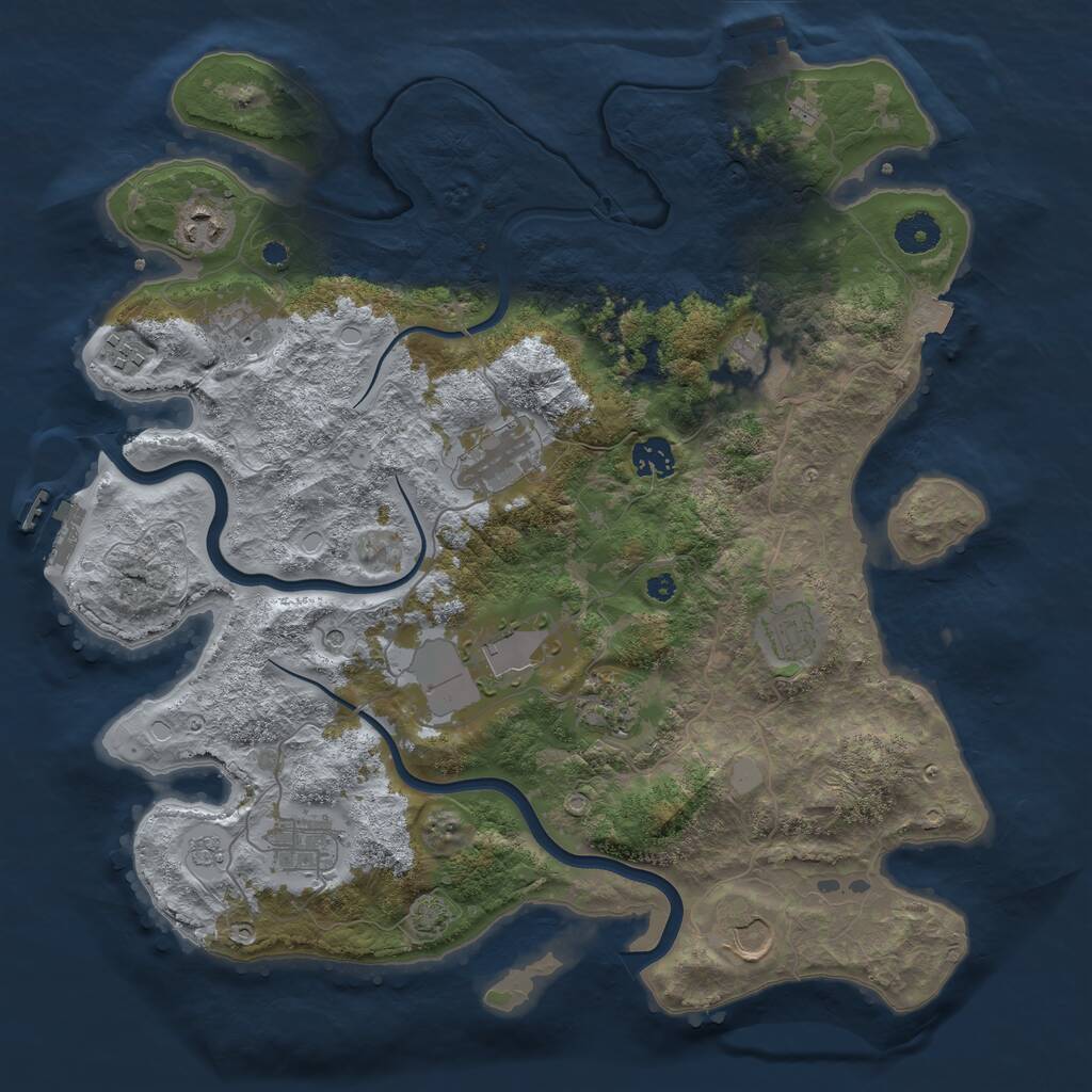 Rust Map: Procedural Map, Size: 3850, Seed: 514376787, 17 Monuments