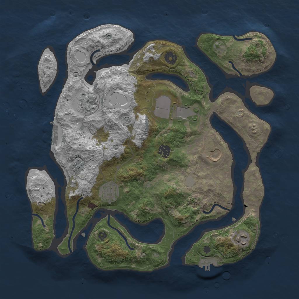 Rust Map: Procedural Map, Size: 3550, Seed: 709347, 15 Monuments