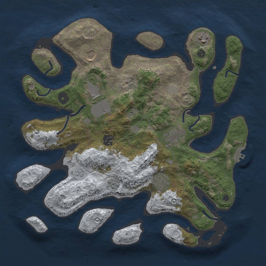 Rust Map: Procedural Map, Size: 3550, Seed: 577385, 15 Monuments