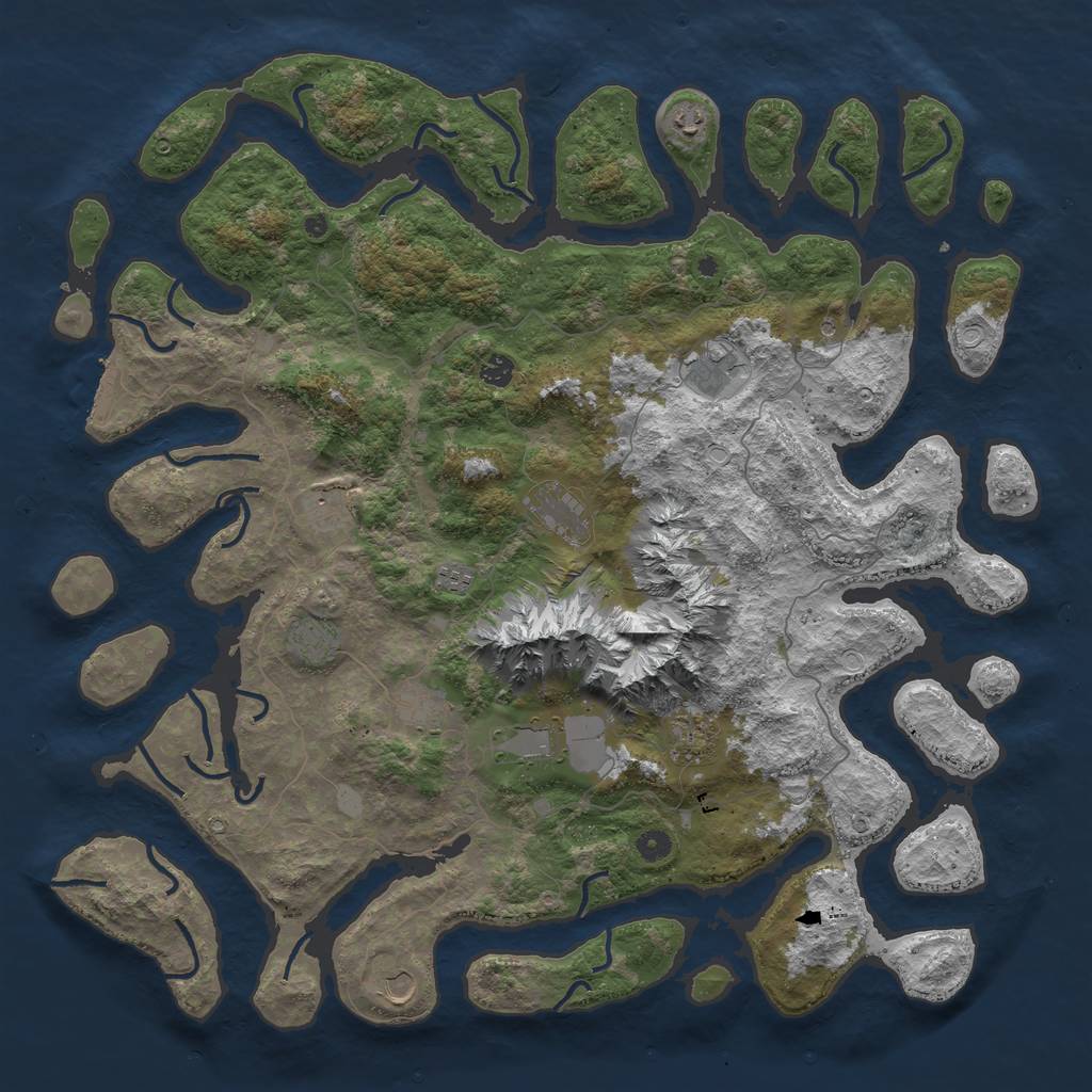 Rust Map: Procedural Map, Size: 5000, Seed: 654, 18 Monuments