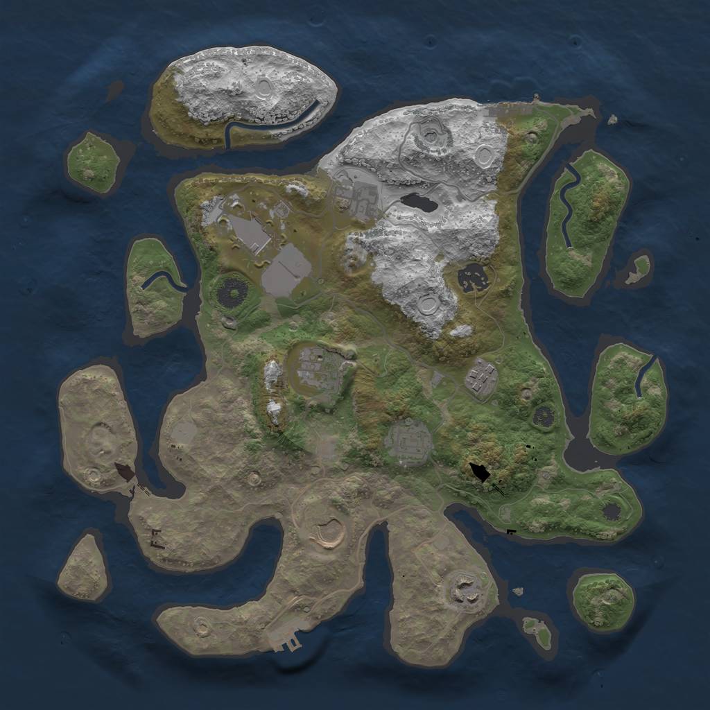 Rust Map: Procedural Map, Size: 3550, Seed: 581357, 16 Monuments
