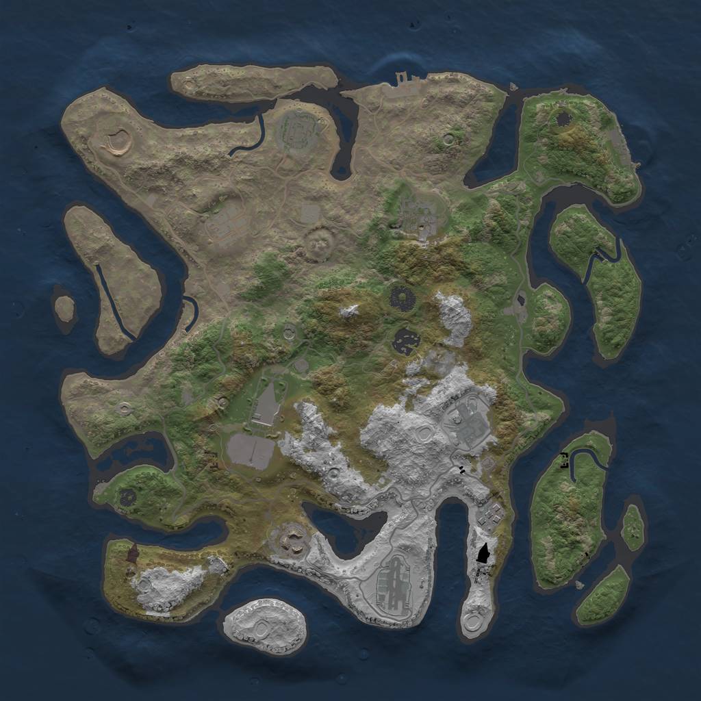 Rust Map: Procedural Map, Size: 4000, Seed: 36540, 18 Monuments