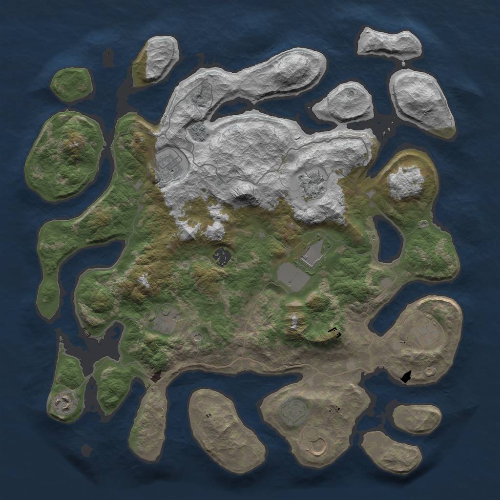 Rust Map: Barren, Size: 4250, Seed: 1231987675, 13 Monuments
