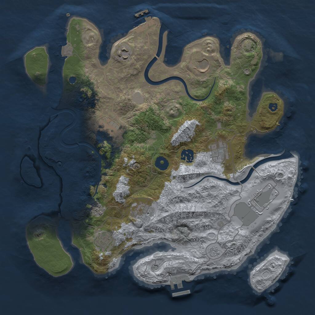 Rust Map: Procedural Map, Size: 3500, Seed: 100017064, 15 Monuments