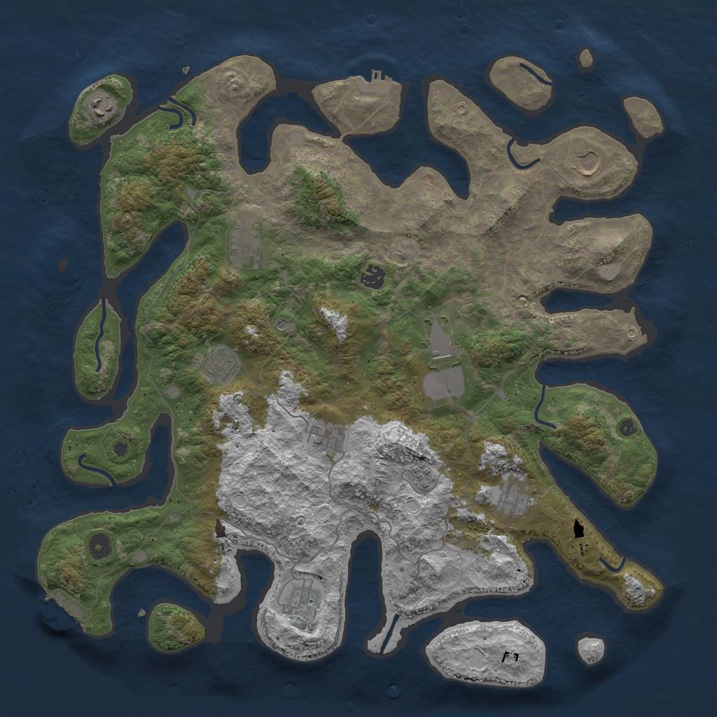 Rust Map: Procedural Map, Size: 4500, Seed: 1240320557, 18 Monuments