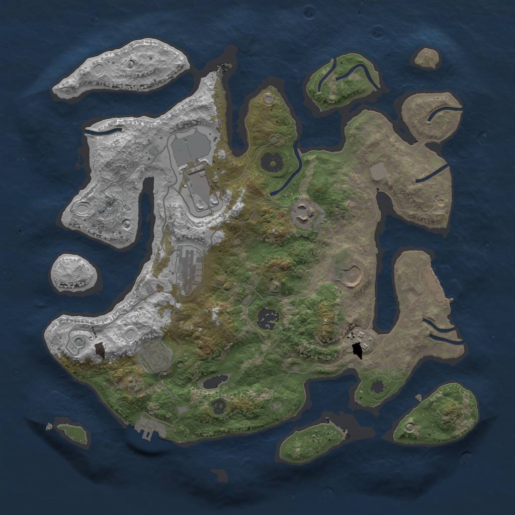 Rust Map: Procedural Map, Size: 3550, Seed: 569036, 15 Monuments