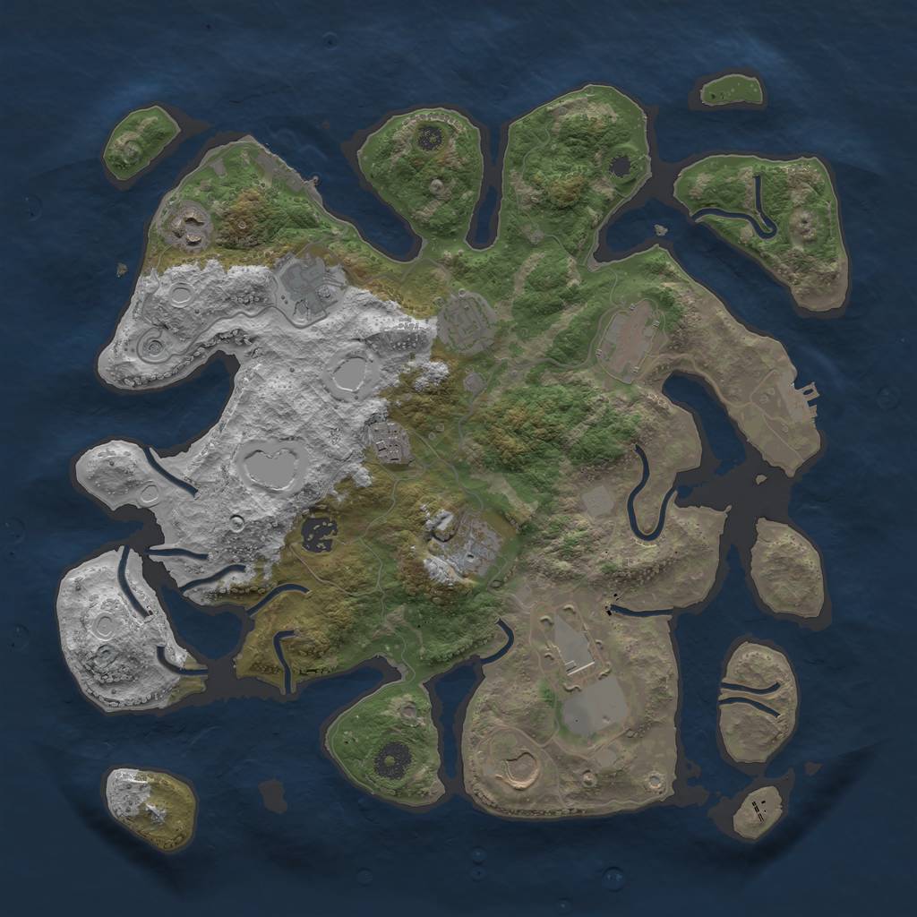 Rust Map: Procedural Map, Size: 3700, Seed: 45621, 17 Monuments