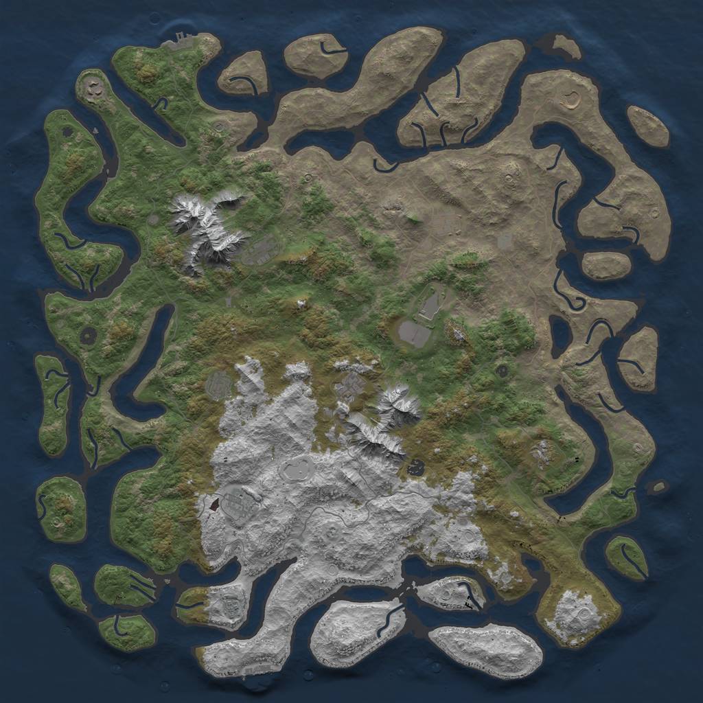 Rust Map: Procedural Map, Size: 6000, Seed: 207458383, 19 Monuments