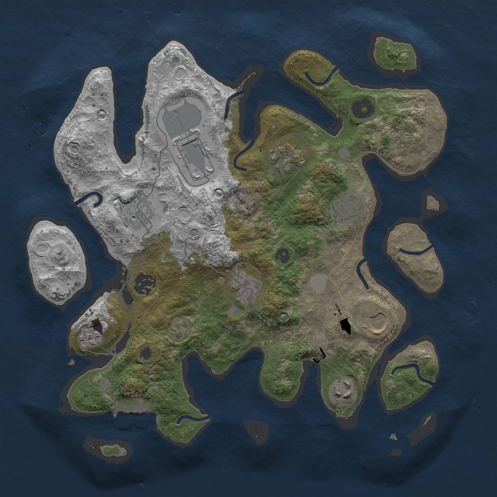 Rust Map: Procedural Map, Size: 3500, Seed: 21, 16 Monuments