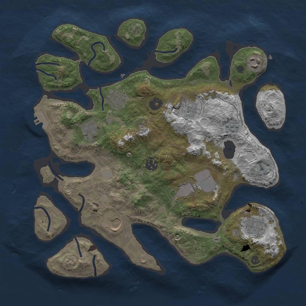 Rust Map: Procedural Map, Size: 3550, Seed: 788288, 16 Monuments
