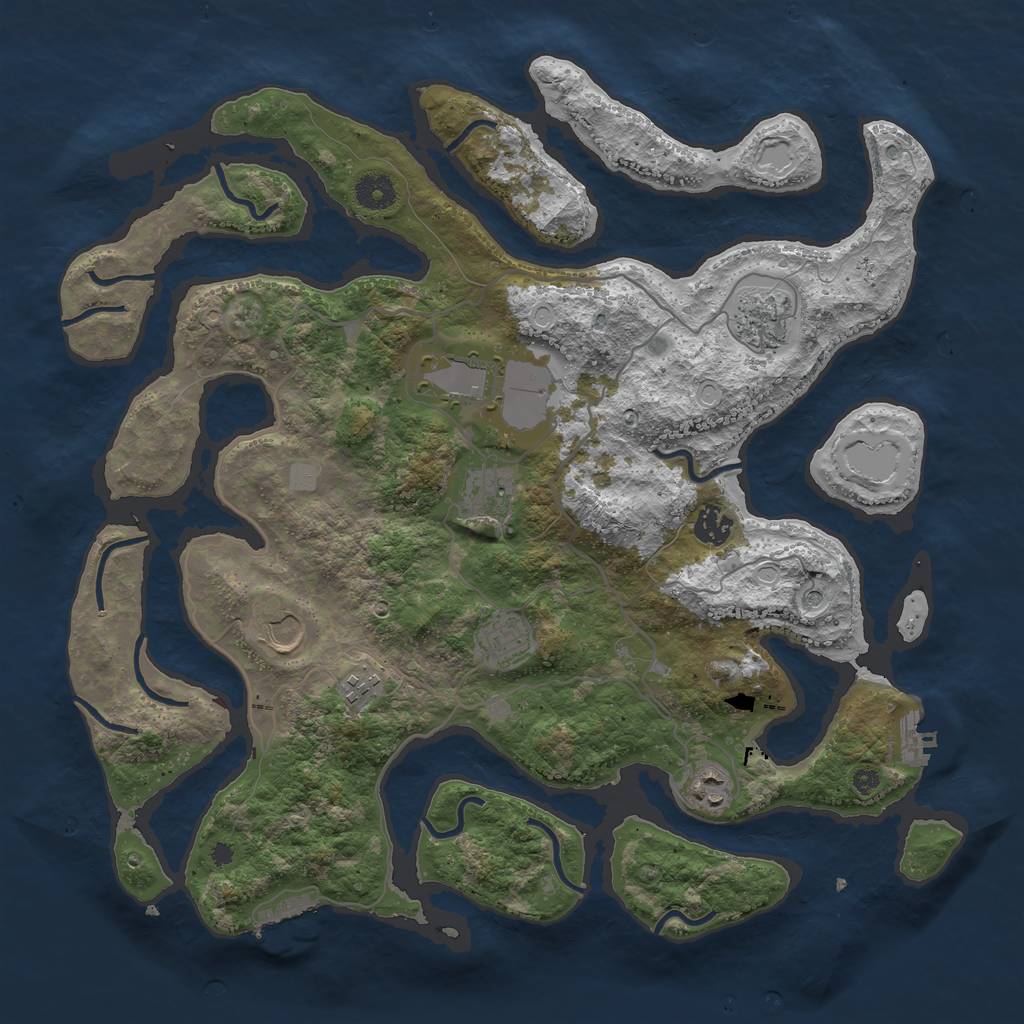 Rust Map: Procedural Map, Size: 4000, Seed: 833700, 16 Monuments