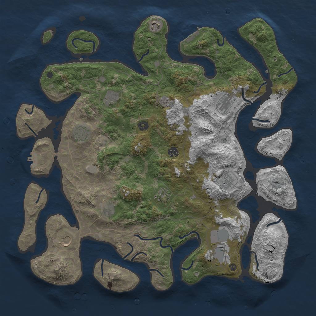 Rust Map: Procedural Map, Size: 4500, Seed: 2065022080, 19 Monuments