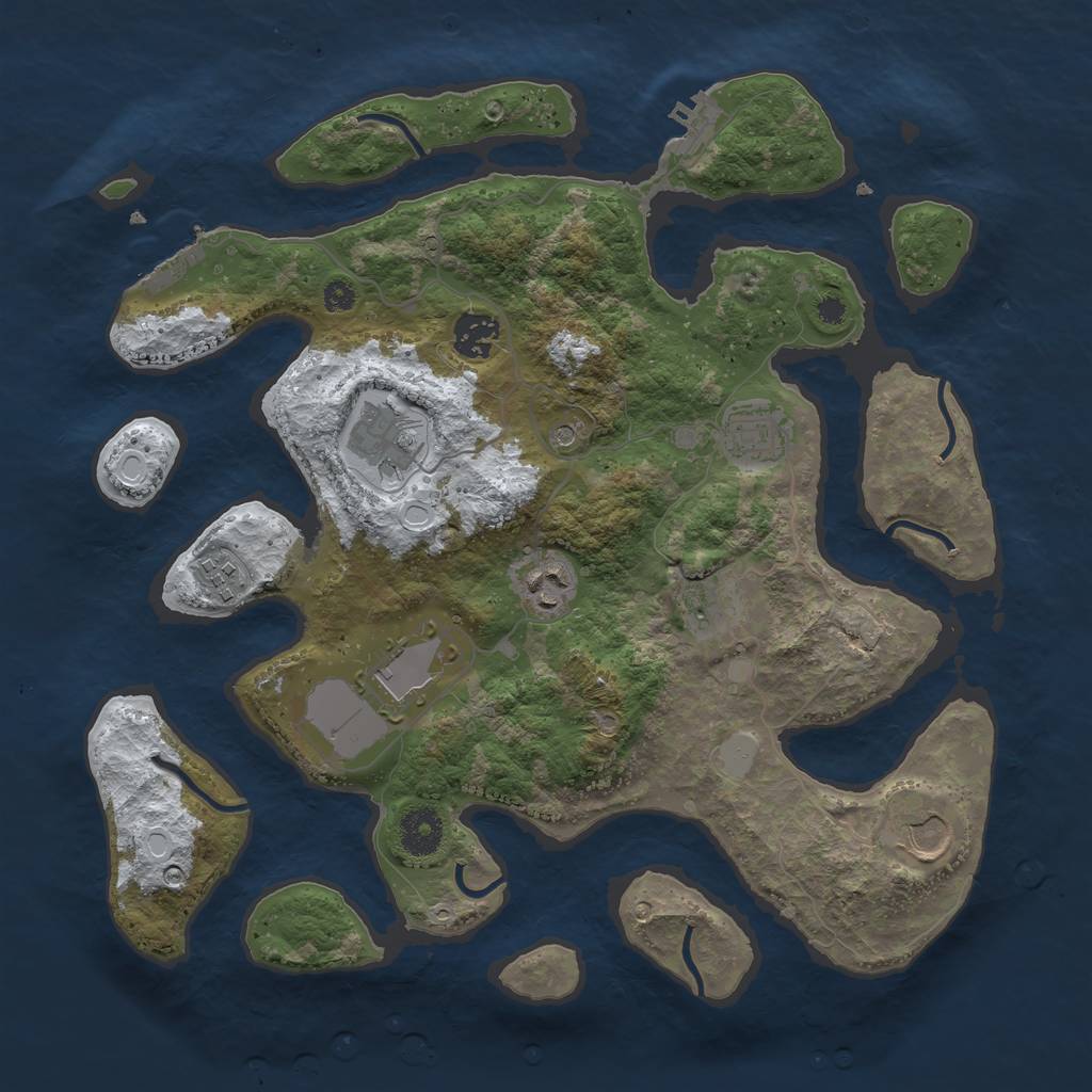 Rust Map: Procedural Map, Size: 3550, Seed: 686704, 16 Monuments