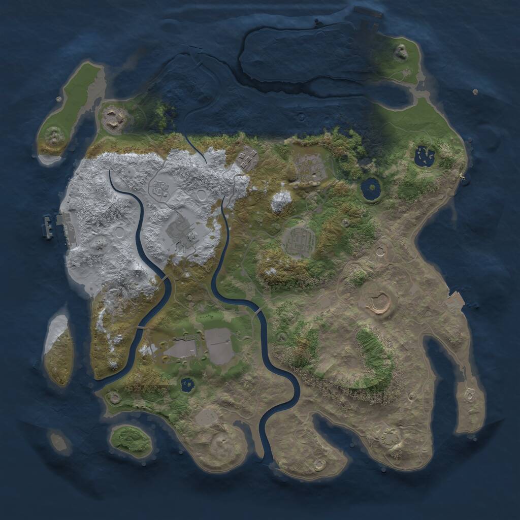 Rust Map: Procedural Map, Size: 3700, Seed: 2, 14 Monuments