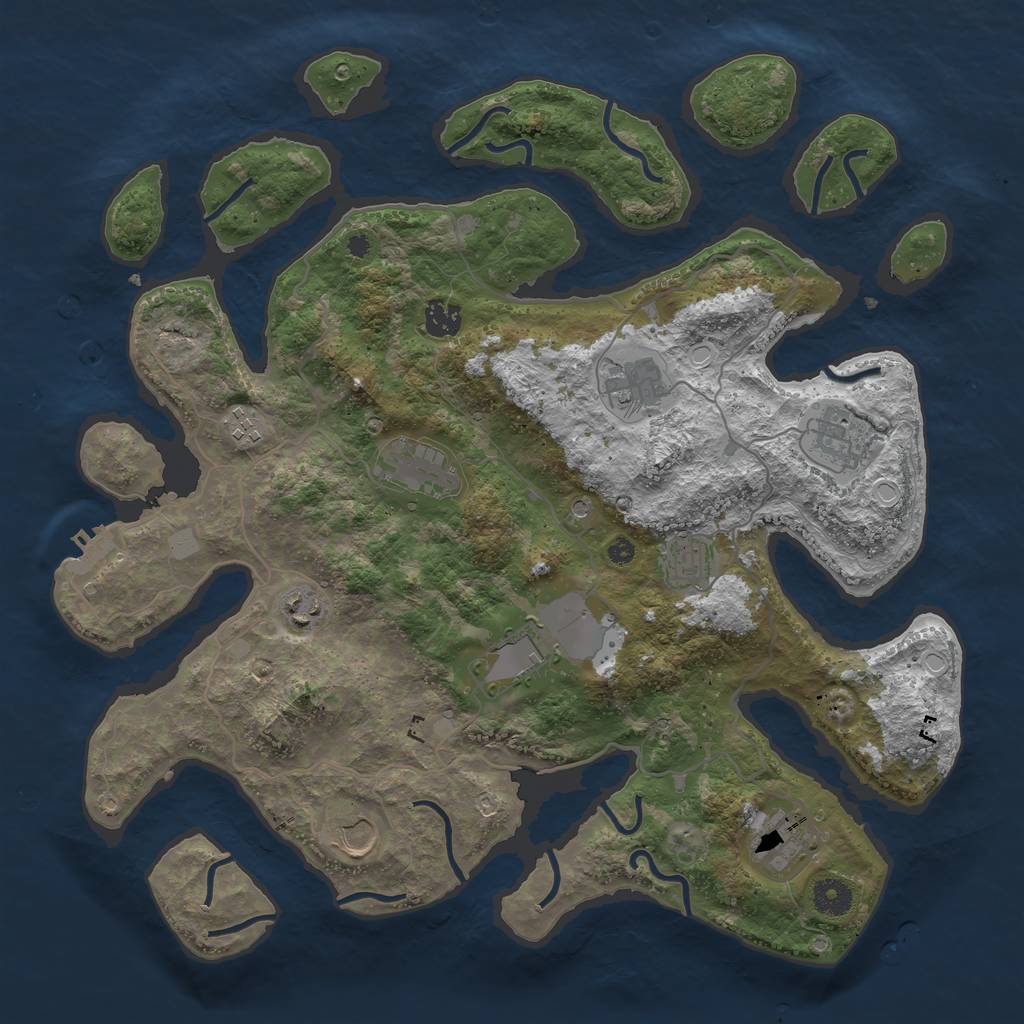 Rust Map: Procedural Map, Size: 4000, Seed: 1111, 17 Monuments