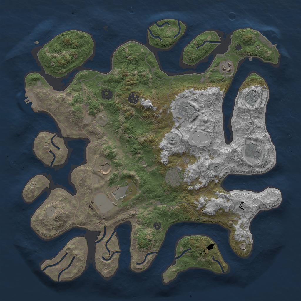 Rust Map: Procedural Map, Size: 4000, Seed: 5432523, 16 Monuments
