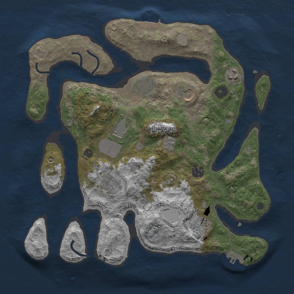 Rust Map: Procedural Map, Size: 3550, Seed: 841417, 16 Monuments
