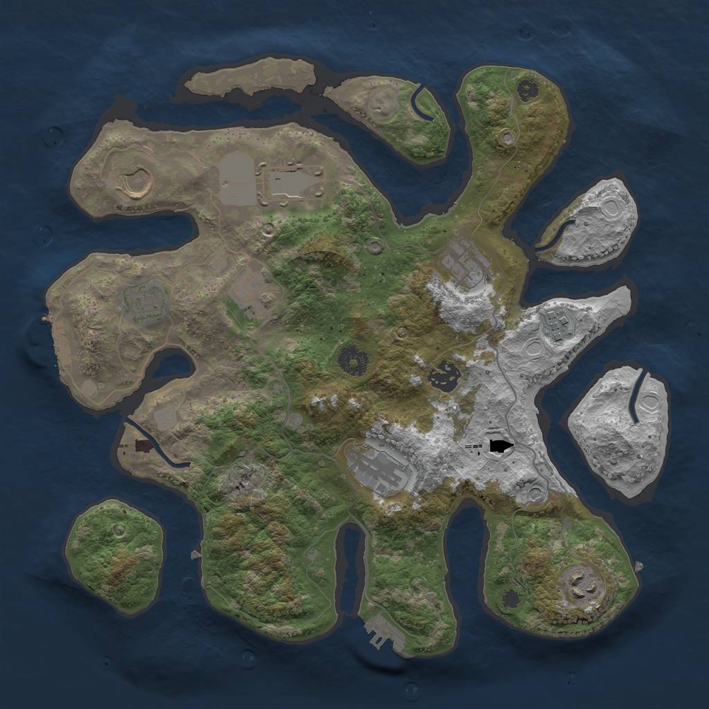 Rust Map: Procedural Map, Size: 3500, Seed: 1020999689, 17 Monuments