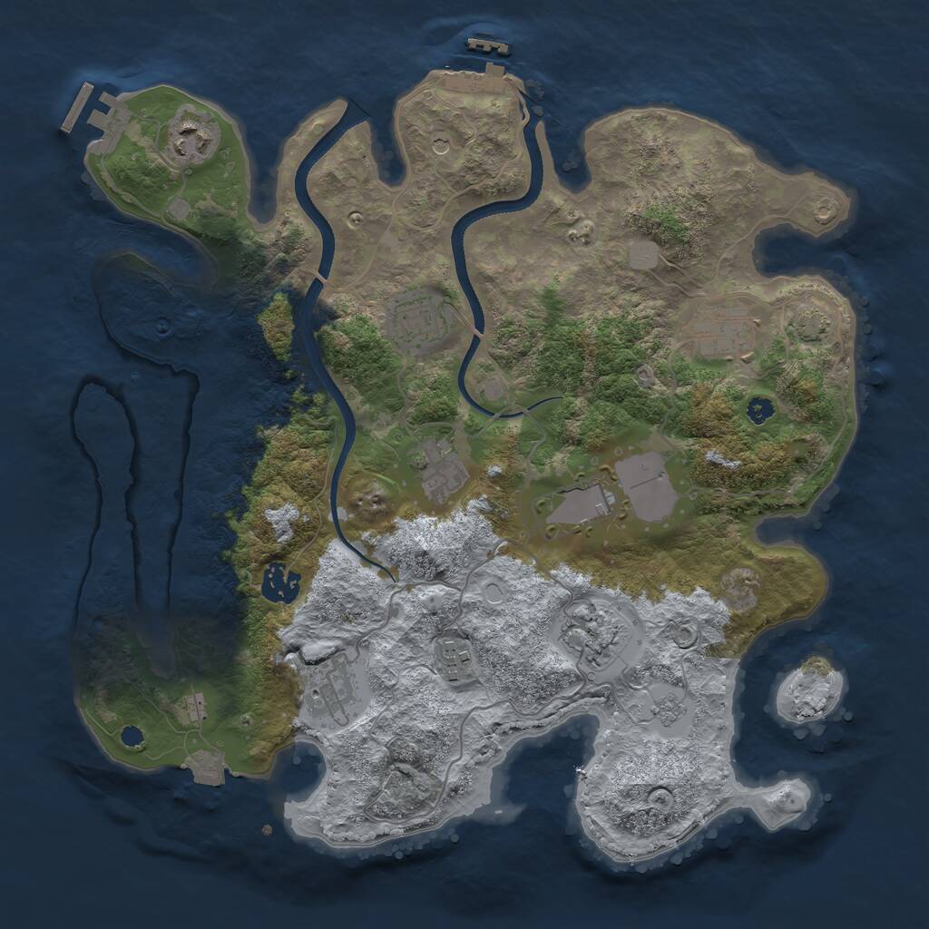 Rust Map: Procedural Map, Size: 3500, Seed: 1432008294, 15 Monuments