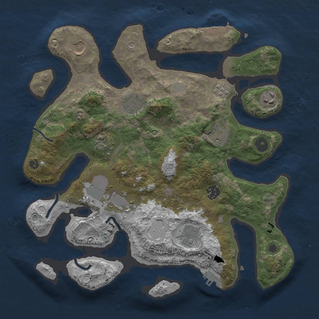 Rust Map: Procedural Map, Size: 3500, Seed: 110000, 17 Monuments