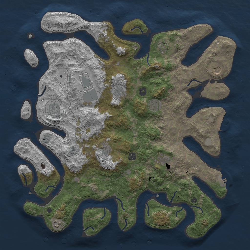 Rust Map: Procedural Map, Size: 4500, Seed: 1231072605, 19 Monuments