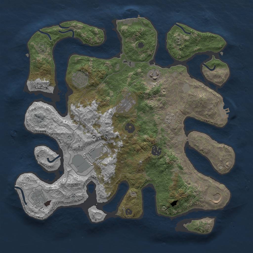 Rust Map: Procedural Map, Size: 3700, Seed: 256877, 16 Monuments