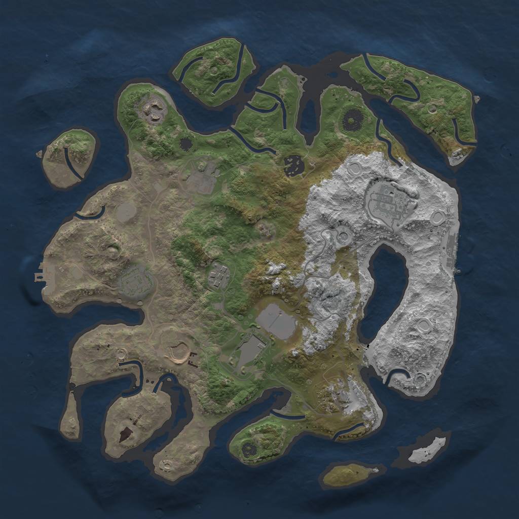 Rust Map: Procedural Map, Size: 3550, Seed: 356671, 17 Monuments