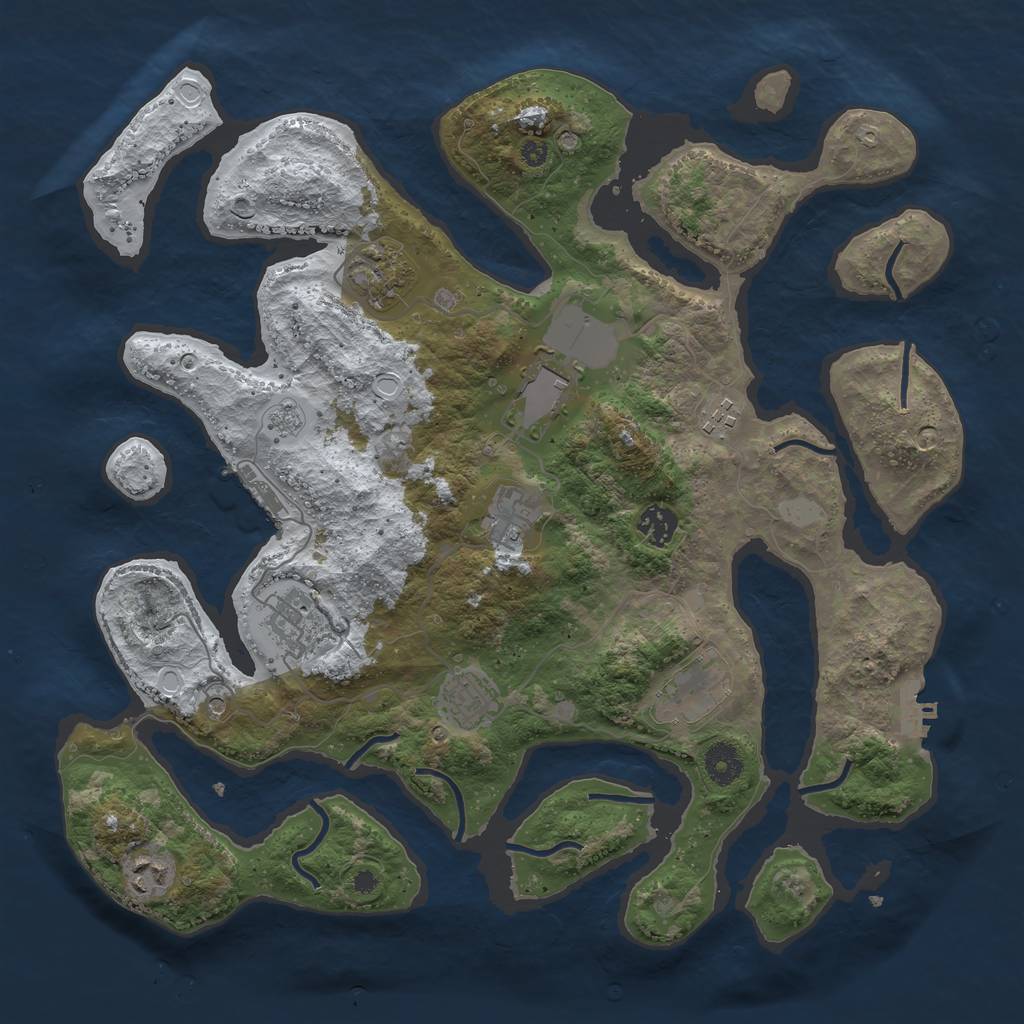 Rust Map: Procedural Map, Size: 3850, Seed: 929384748, 18 Monuments