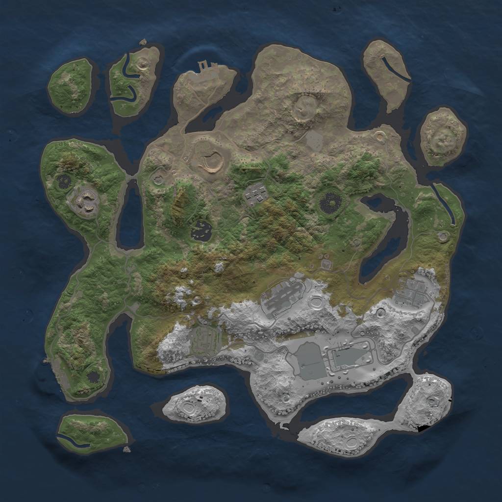 Rust Map: Procedural Map, Size: 3550, Seed: 647166, 16 Monuments