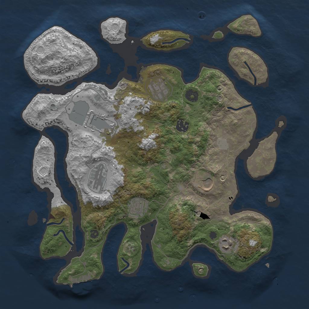 Rust Map: Procedural Map, Size: 3550, Seed: 19788, 14 Monuments