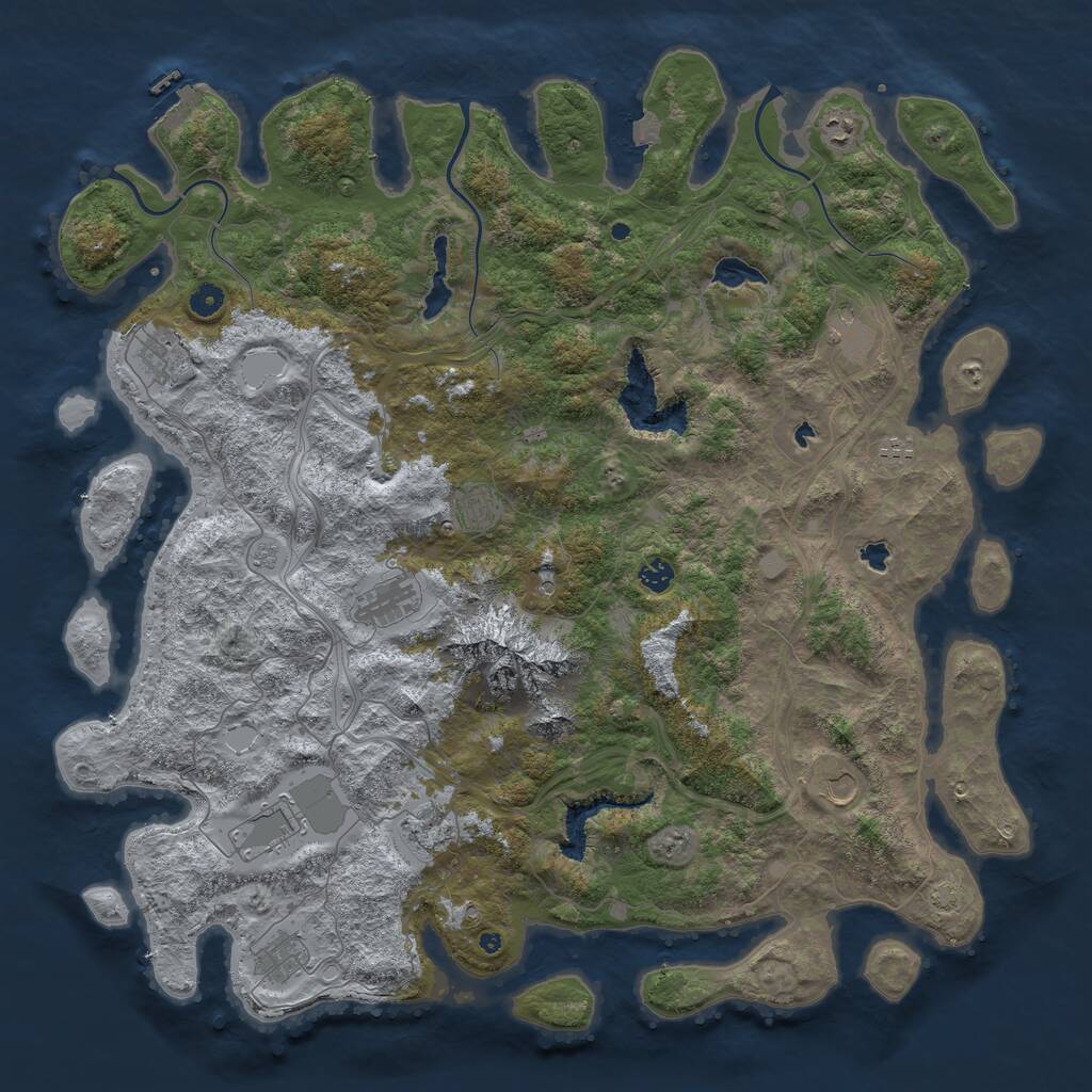 Rust Map: Procedural Map, Size: 5000, Seed: 17777, 16 Monuments