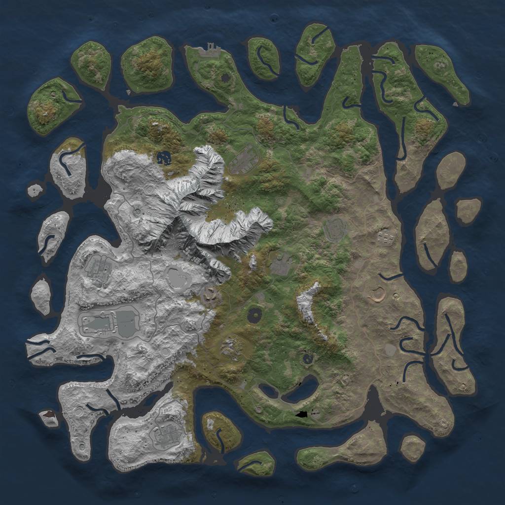 Rust Map: Procedural Map, Size: 5000, Seed: 17777, 18 Monuments