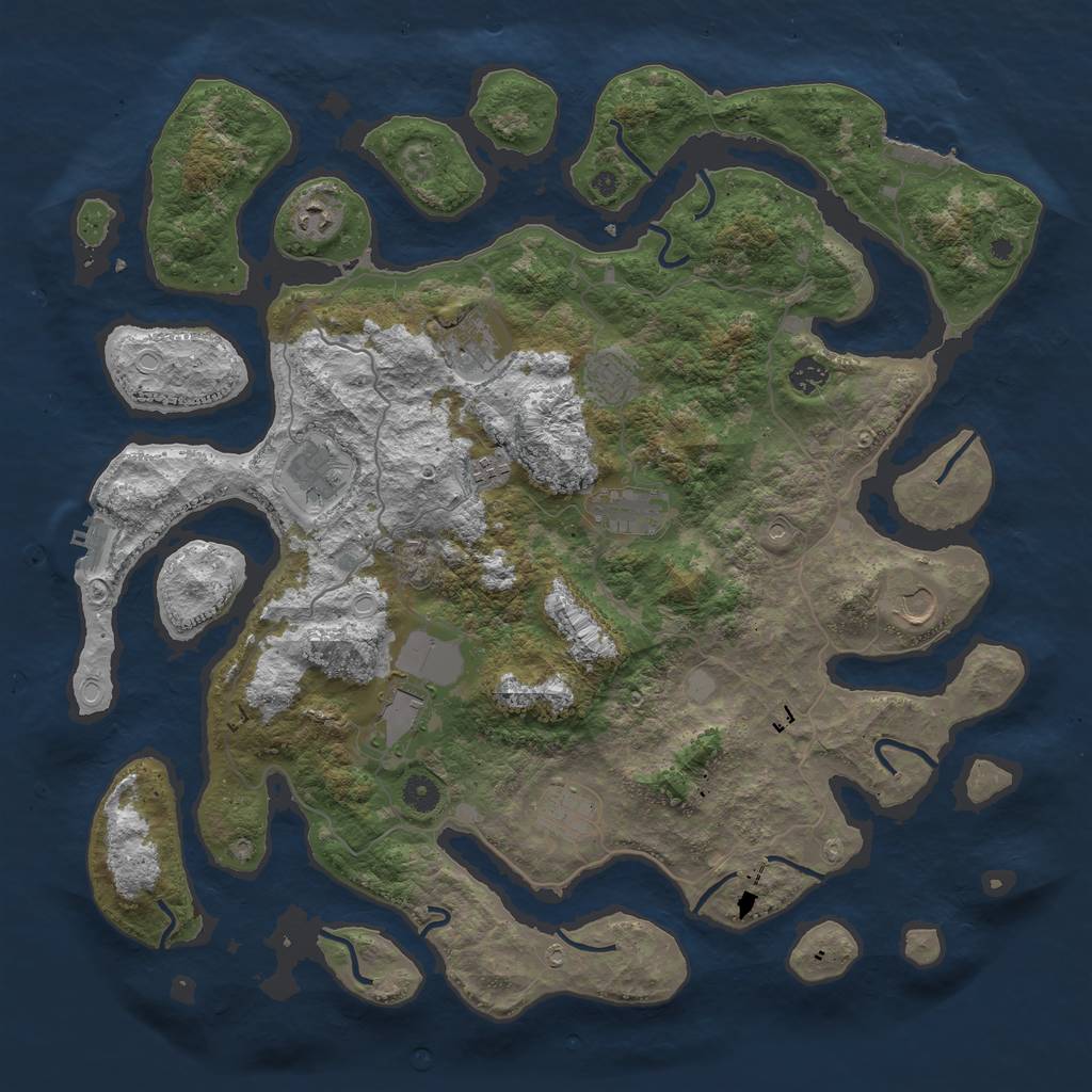 Rust Map: Procedural Map, Size: 4500, Seed: 14350, 18 Monuments
