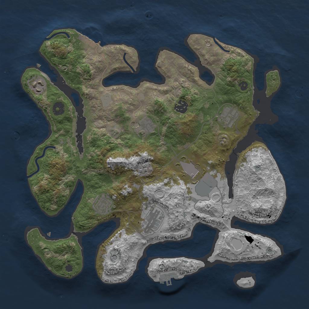 Rust Map: Procedural Map, Size: 3550, Seed: 48784, 16 Monuments