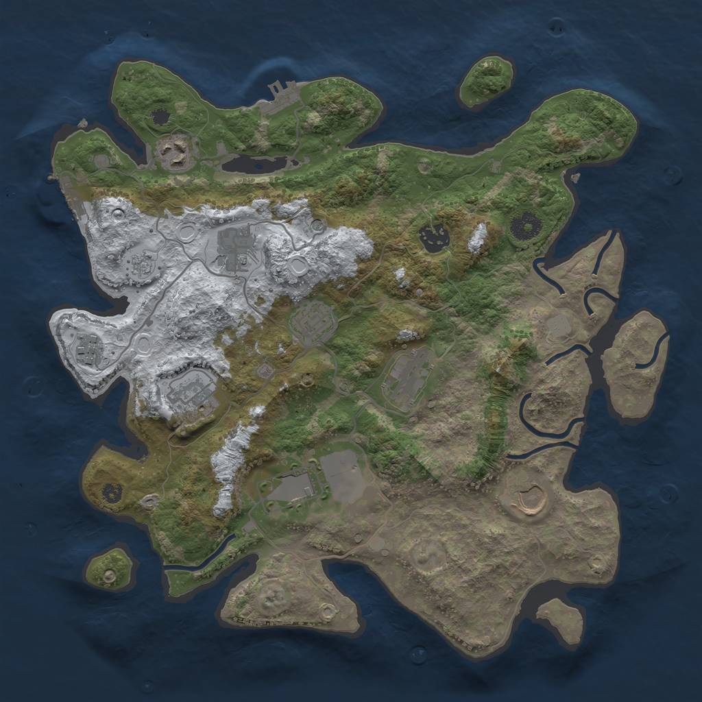 Rust Map: Procedural Map, Size: 3550, Seed: 962234, 18 Monuments