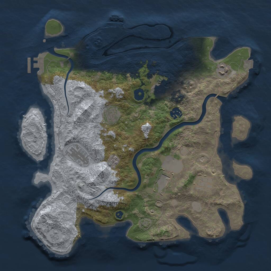 Rust Map: Procedural Map, Size: 3550, Seed: 404865, 14 Monuments