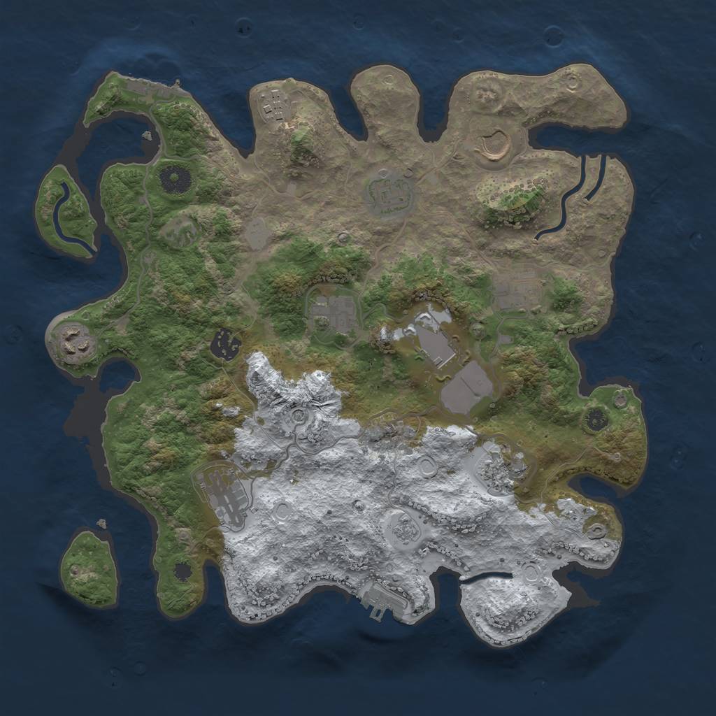 Rust Map: Procedural Map, Size: 3550, Seed: 103132, 19 Monuments