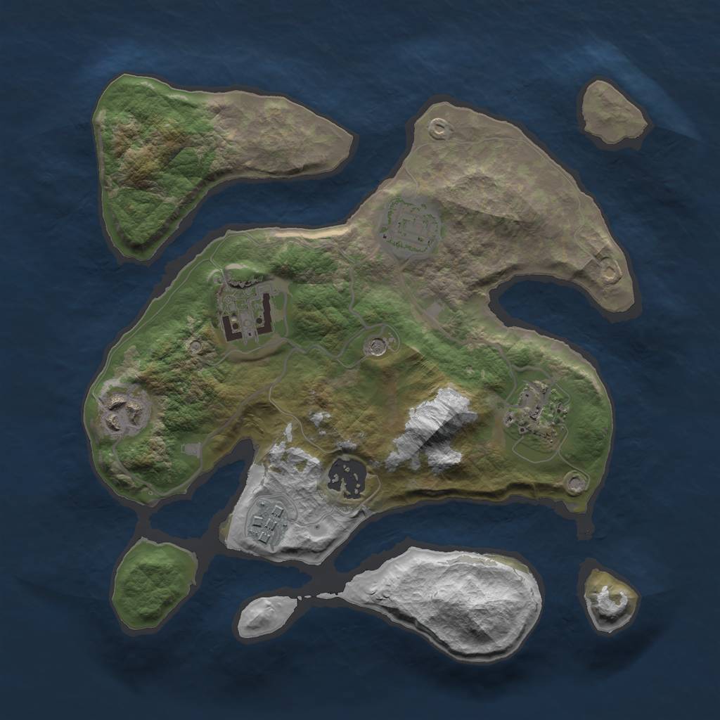 Rust Map: Barren, Size: 2700, Seed: 555, 9 Monuments