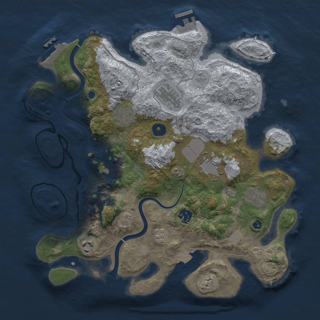 Rust Map: Procedural Map, Size: 3550, Seed: 911875, 14 Monuments
