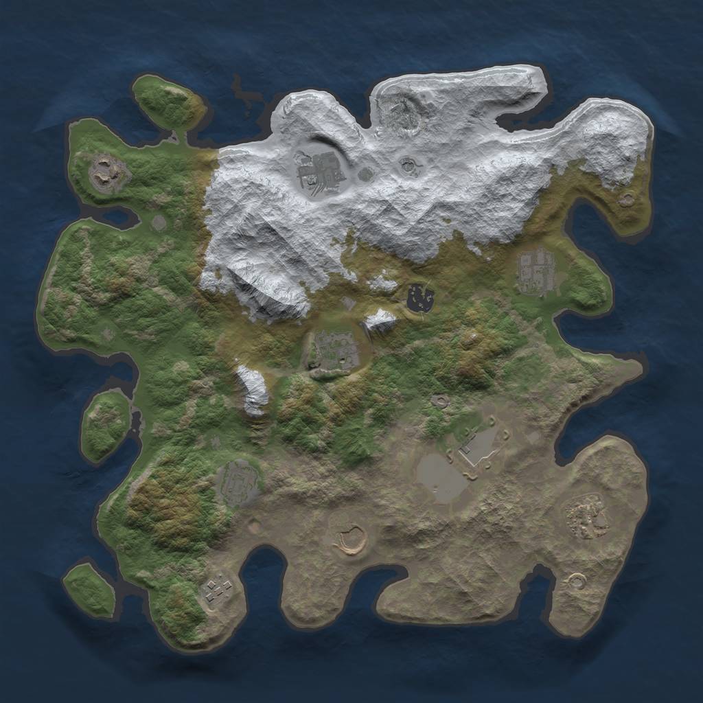 Rust Map: Barren, Size: 3700, Seed: 1, 13 Monuments