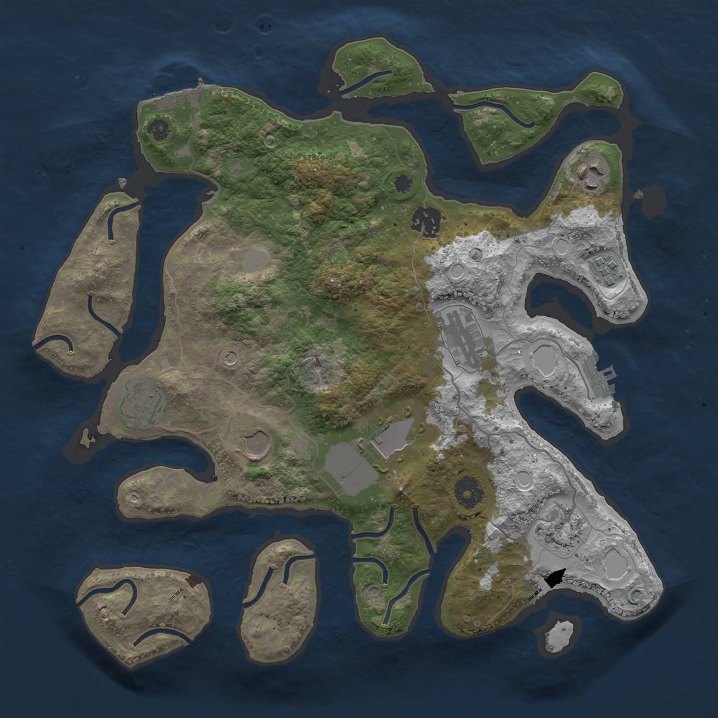 Rust Map: Procedural Map, Size: 3550, Seed: 830092, 16 Monuments