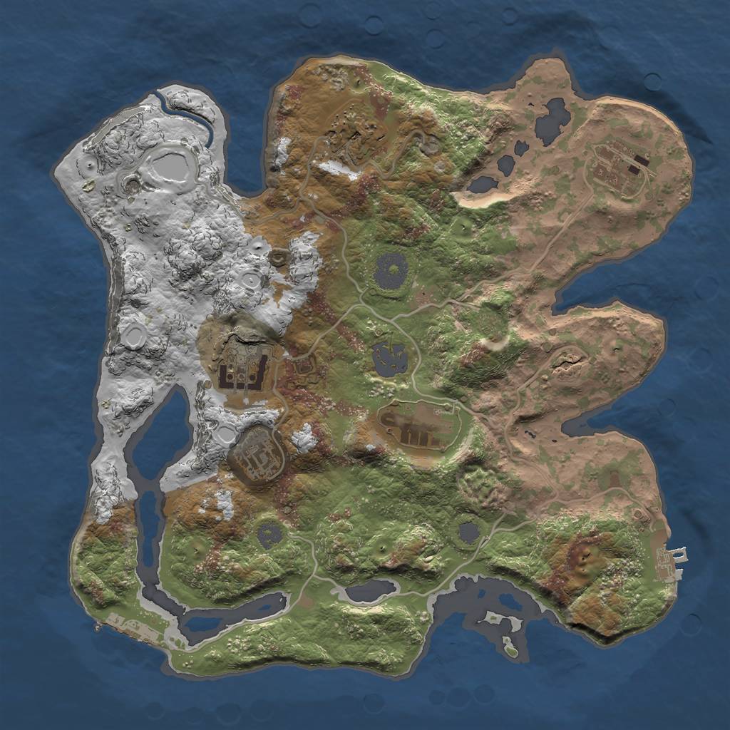 Rust Map: Procedural Map, Size: 3010, Seed: 1955005018, 12 Monuments