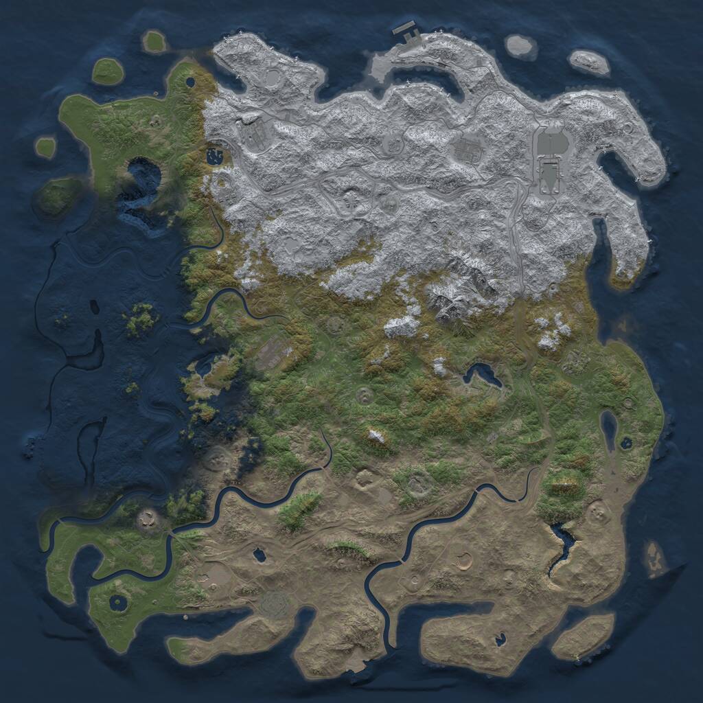 Rust Map: Procedural Map, Size: 6000, Seed: 64363, 17 Monuments