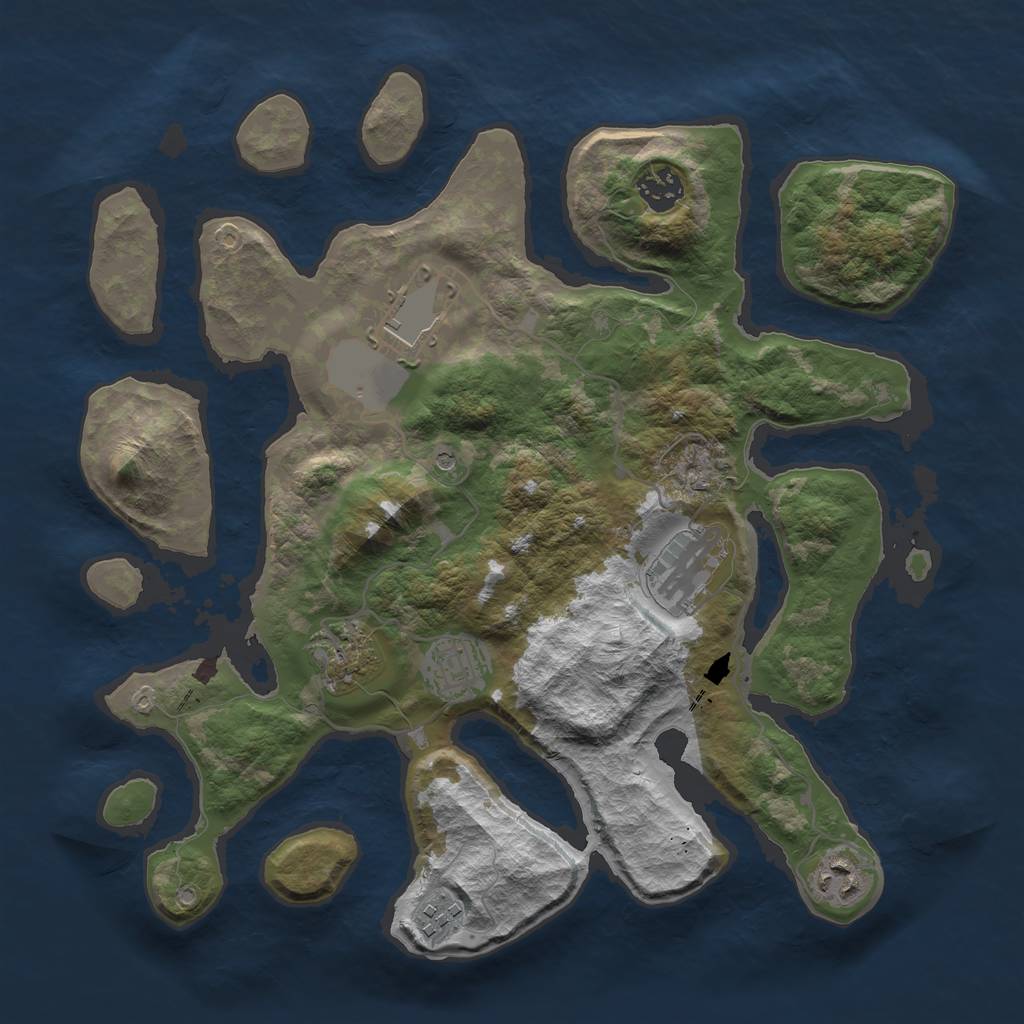 Rust Map: Barren, Size: 3500, Seed: 666, 10 Monuments